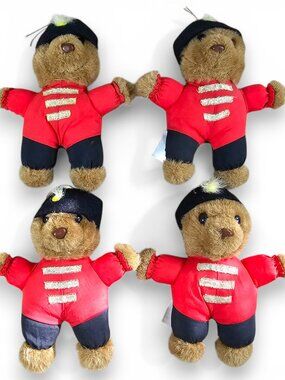 Dan Dee Toy Soldier Teddy Bear Plush Lot of 4 Brown Red Vintage 1988 6"